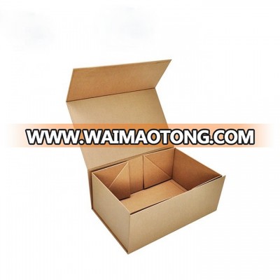 Custom Logo Recycled Brown Magnetic Flat Folding Box Cardboard Gift  Box For Clothes