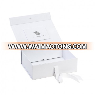 Luxury Custom Logo Foldable Cardboard Magnetic Rigid Paper Gift Packaging Box with Ribbon